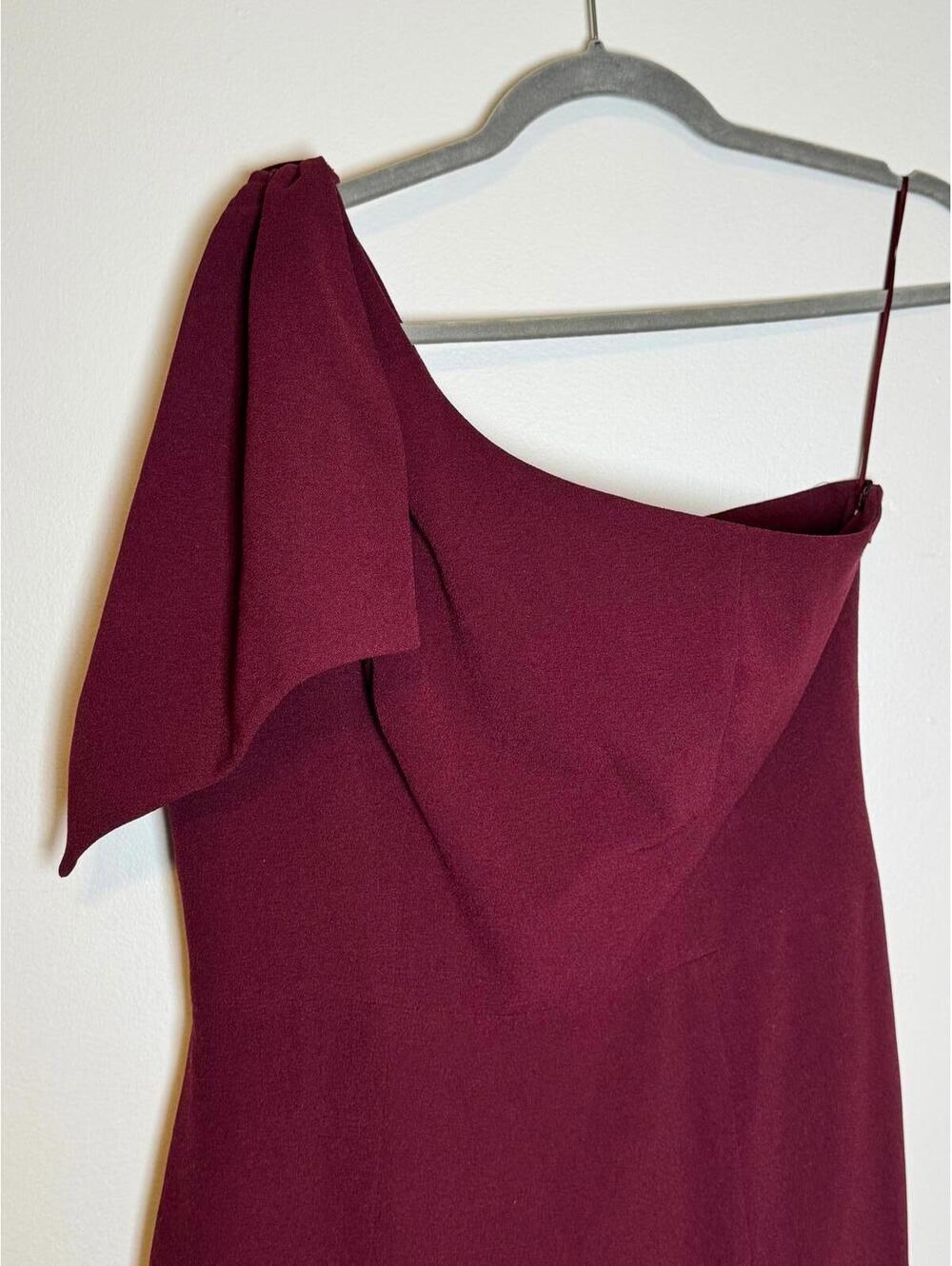 Dress The Population - Georgina One-Shoulder Gown Dark Magenta – Large - Picture 5 of 9